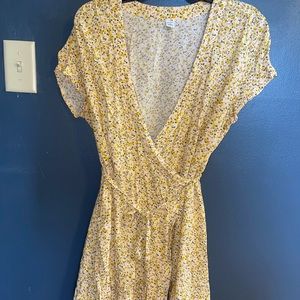 yellow and light pink tie dress